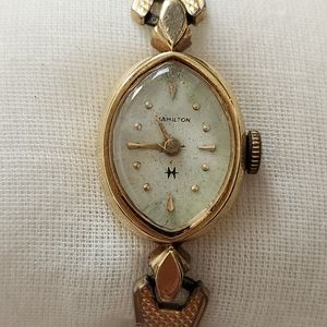 Hamilton 14K Gold Bracelet Band Women's Watch Vintage Rare